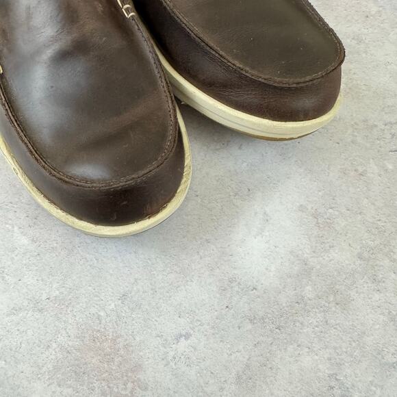 Olukai Kakaha Shoes Mens Size 9.5 Brown Leather Slip On Casual Loafers Read - Picture 8 of 13